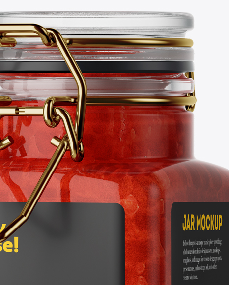 100ml Glass Red Caviar Jar w/ Clamp Lid Mockup - Halfside View