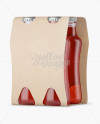 4 Kraft Pack Pink Drink Bottle Mockup - Halfside View