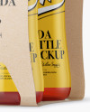 4 Kraft Pack Pink Drink Bottle Mockup - Halfside View