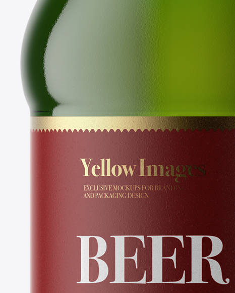 Green Glass Beer Bottle Mockup