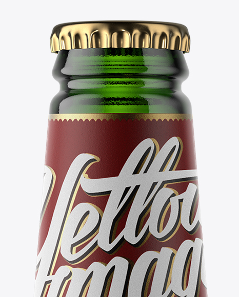 Green Glass Beer Bottle Mockup