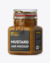 100ml Glass Mustard Jar w/ Clamp Lid Mockup - Halfside View - Free