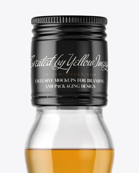 Clear Glass Bottle with Whiskey Mockup