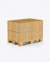 Wooden Pallet With 8 Cardboard Boxes Mockup - Halfside View