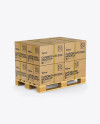 Wooden Pallet With 8 Cardboard Boxes Mockup - Halfside View