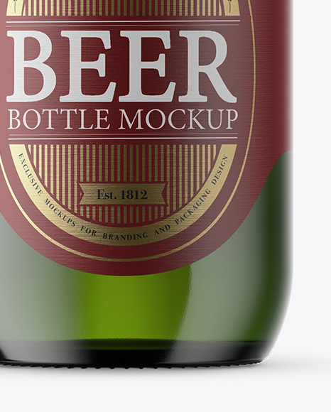 Green Glass Beer Bottle Mockup