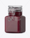 100ml Glass Cranberry Jam Jar w/ Clamp Lid Mockup - Halfside View