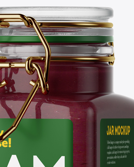 100ml Glass Cranberry Jam Jar w/ Clamp Lid Mockup - Halfside View