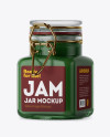 100ml Glass Green Jam Jar w/ Clamp Lid Mockup - Halfside View