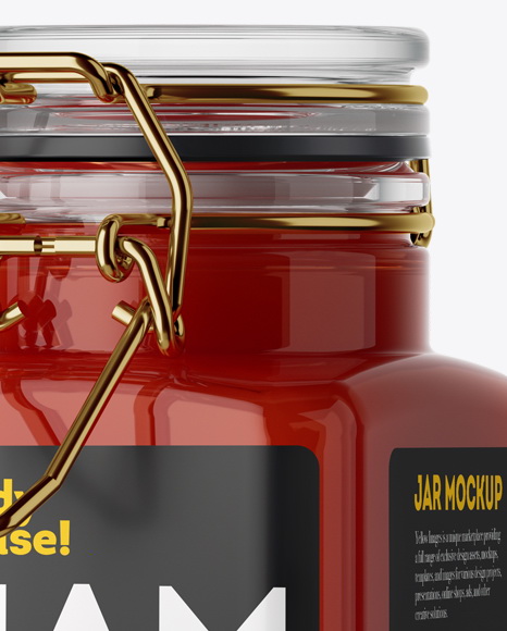 100ml Glass Red Jam Jar w/ Clamp Lid Mockup - Halfside View