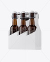 White Paper 6 Pack Amber Bottle Carrier Mockup - Halfside View