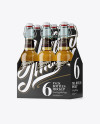 White Paper 6 Pack Clear Bottle Carrier Mockup - Halfside View