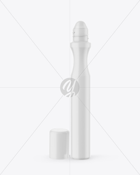 Opened Glossy Сosmetic Roller Bottle Mockup