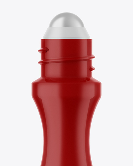 Opened Glossy Сosmetic Roller Bottle Mockup