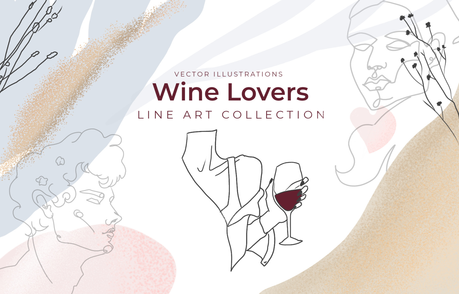 Line art drawings about wine Line art drawings about wine