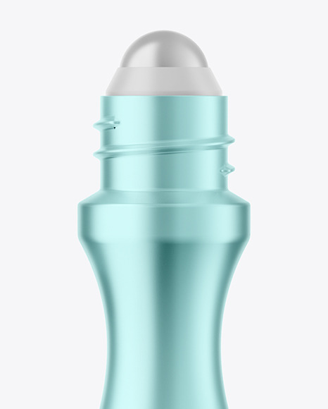 Opened Metallic Сosmetic Roller Bottle Mockup