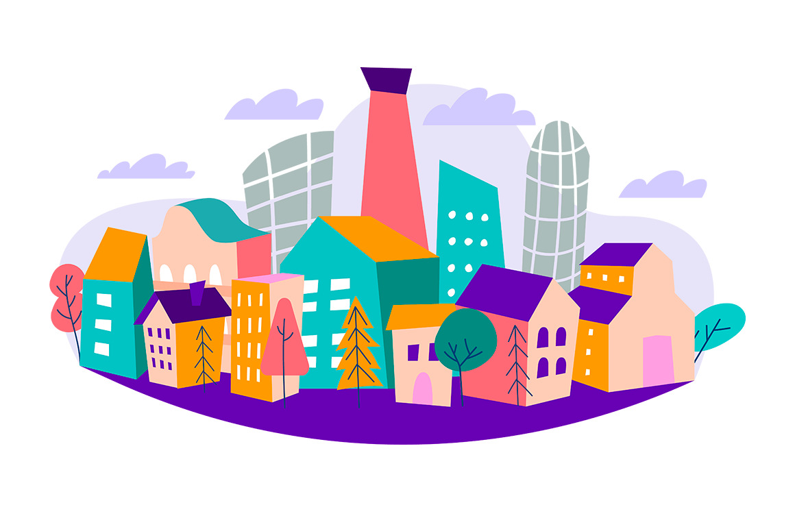 Colorfull cityscape scene creator