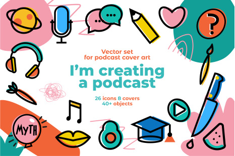 Podcast cover art set - Podcast concept