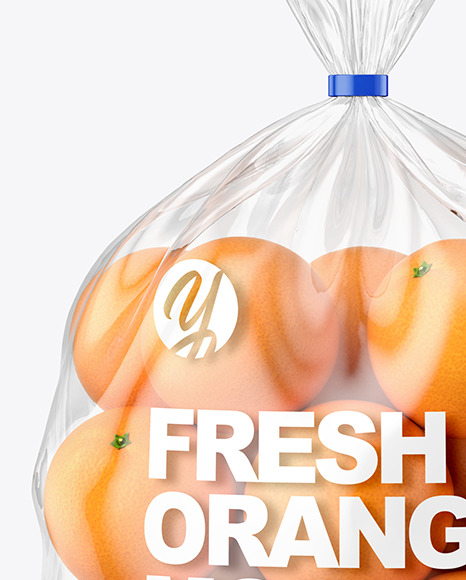 Plastic Bag with Oranges Mockup