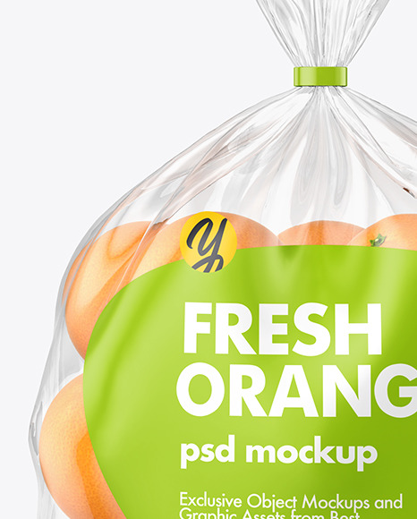 Plastic Bag with Oranges Mockup