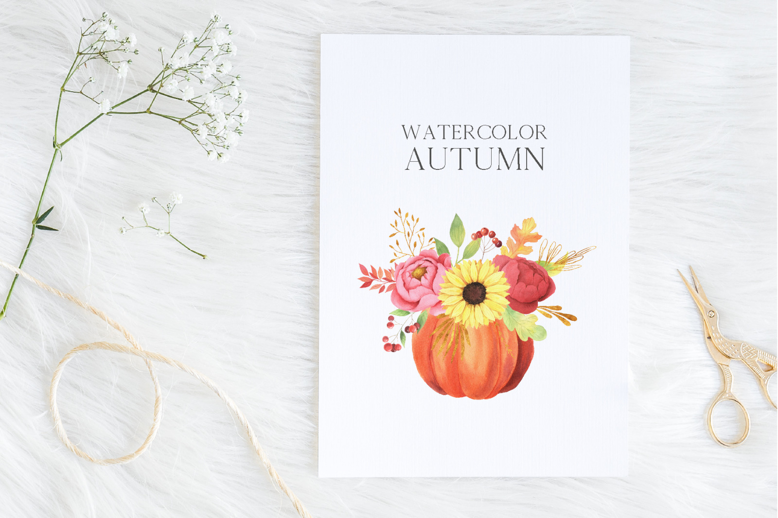 Watercolor Fall Floral Clipart