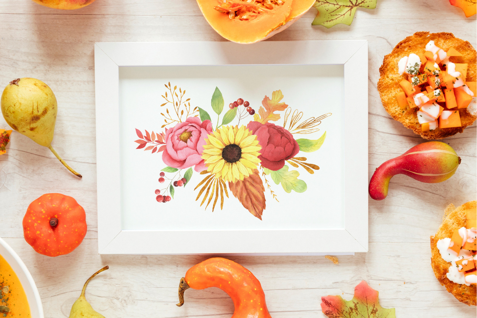 Watercolor Fall Floral Clipart