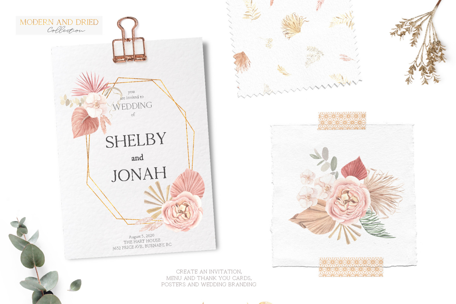 Boho Tropical Dried Watercolor Set Boho Tropical Dried Watercolor Set