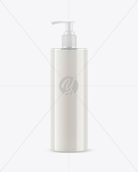 White Soap Bottle with Pump Mockup