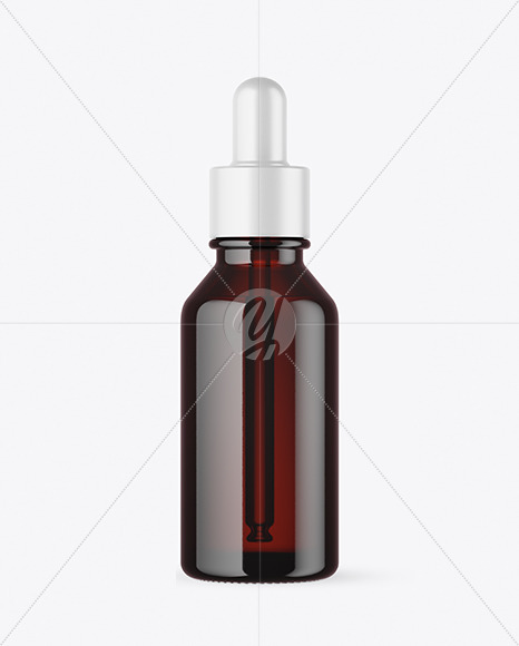 Dark Amber Glass Dropper Bottle Mockup