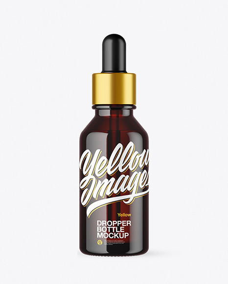 Dark Amber Glass Dropper Bottle Mockup