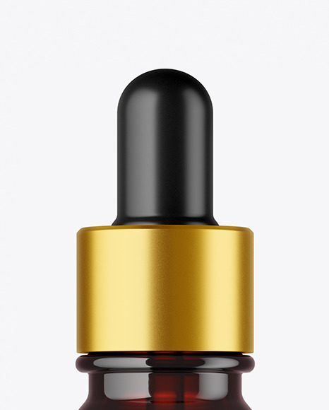 Dark Amber Glass Dropper Bottle Mockup