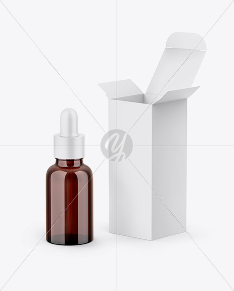 Paper Box W/ Amber Dropper Bottle Mockup