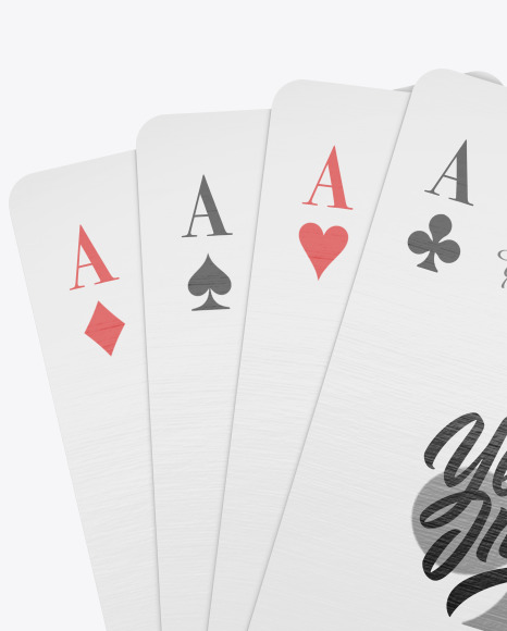 Four Playing Cards Mockup