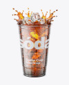 Plastic Cup With Cola Splash - High-Angle Shot