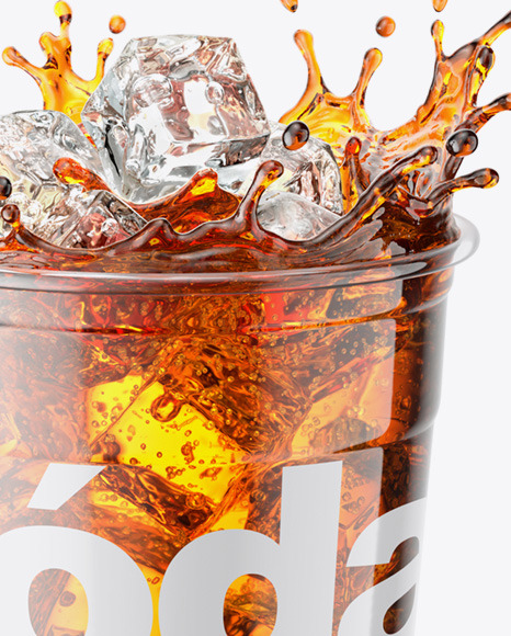 Plastic Cup With Cola Splash - High-Angle Shot