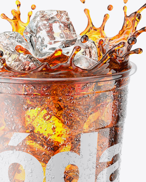 Plastic Cup With Cola Splash - High-Angle Shot