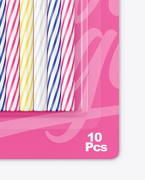 Blister Pack with 10 Candles Mockup