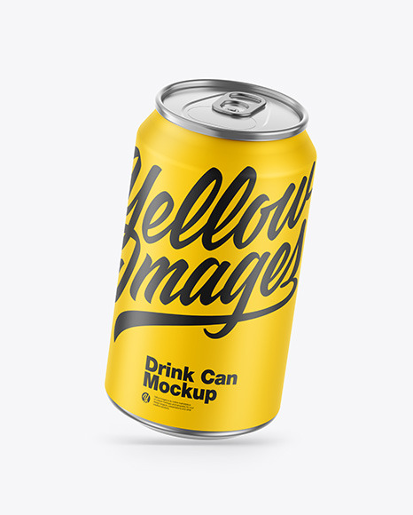 Metallic Drink Can w/ Matte Finish Mockup