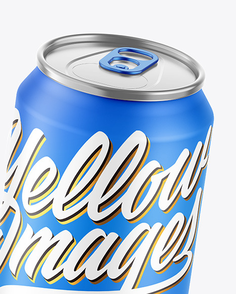 Metallic Drink Can w/ Matte Finish Mockup