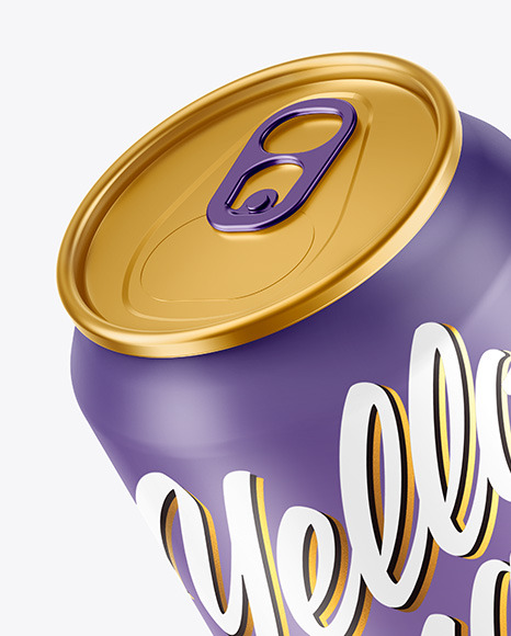 Metallic Drink Can w/ Matte Finish Mockup