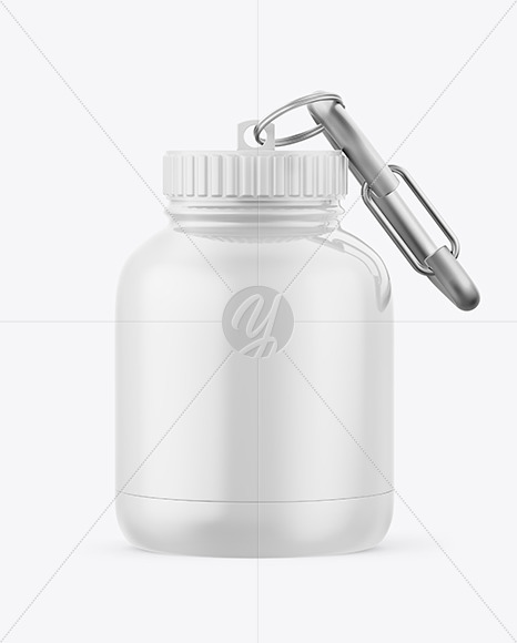 Glossy Protein Jar with Carabiner Mockup