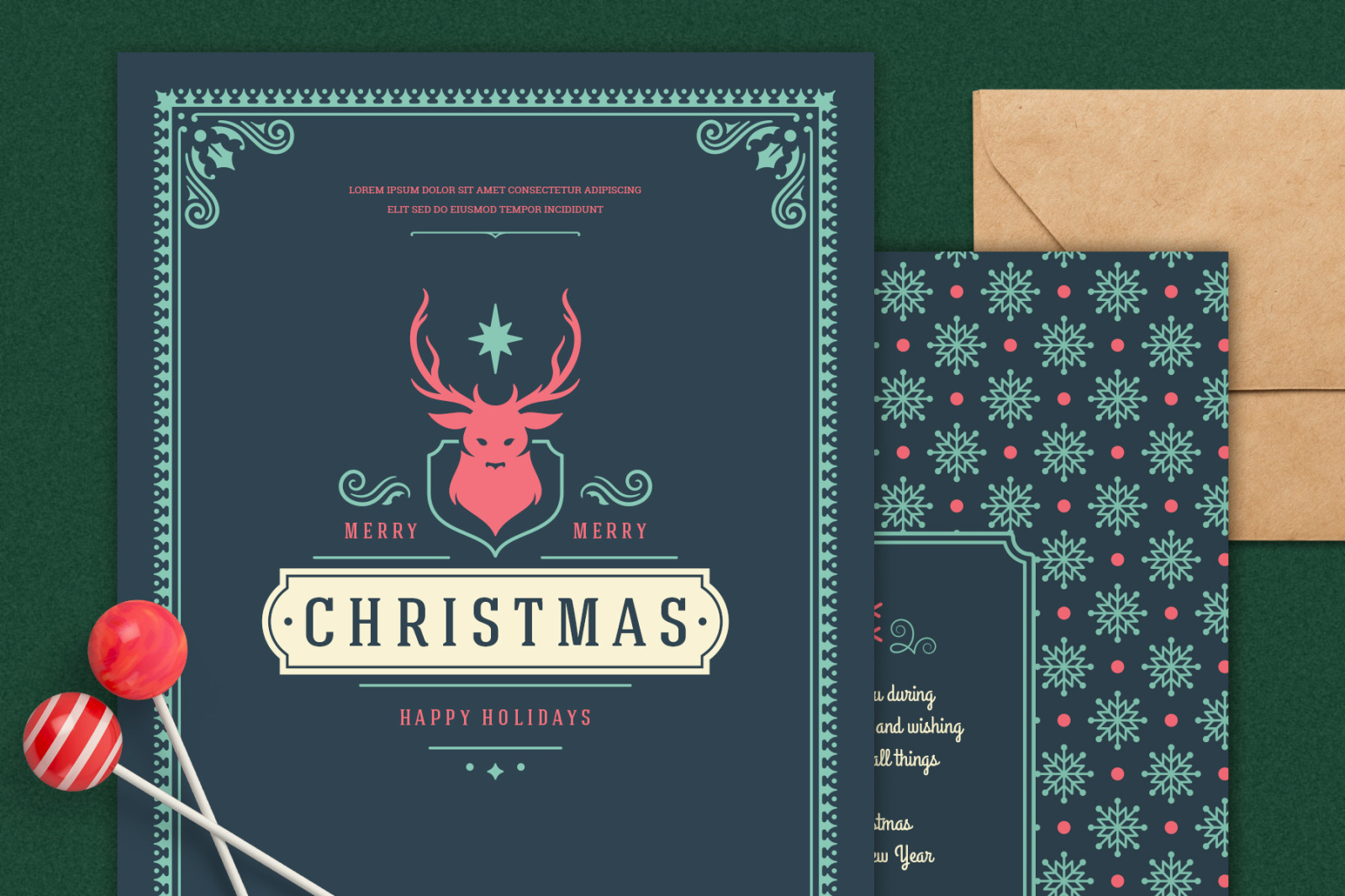5 Christmas Greeting Cards 5 Christmas Greeting Cards