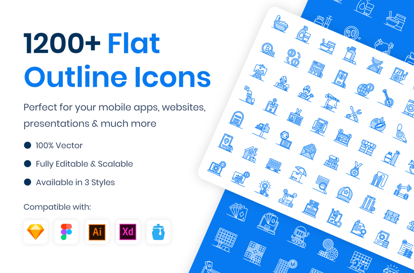 1200+ Flat Outline Icons 1200+ Flat Outline Icons