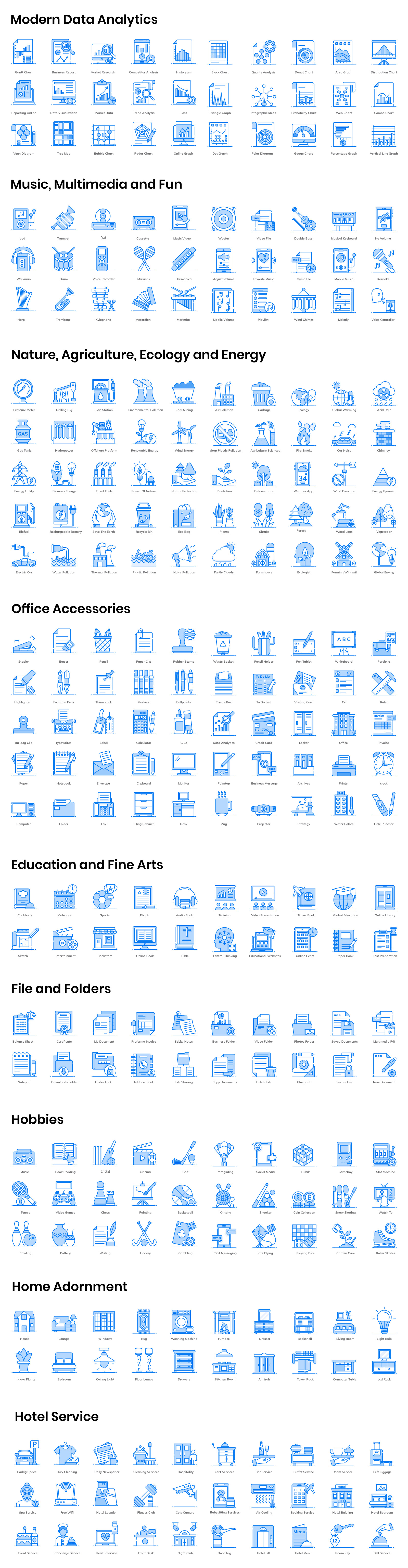 1200+ Flat Outline Icons