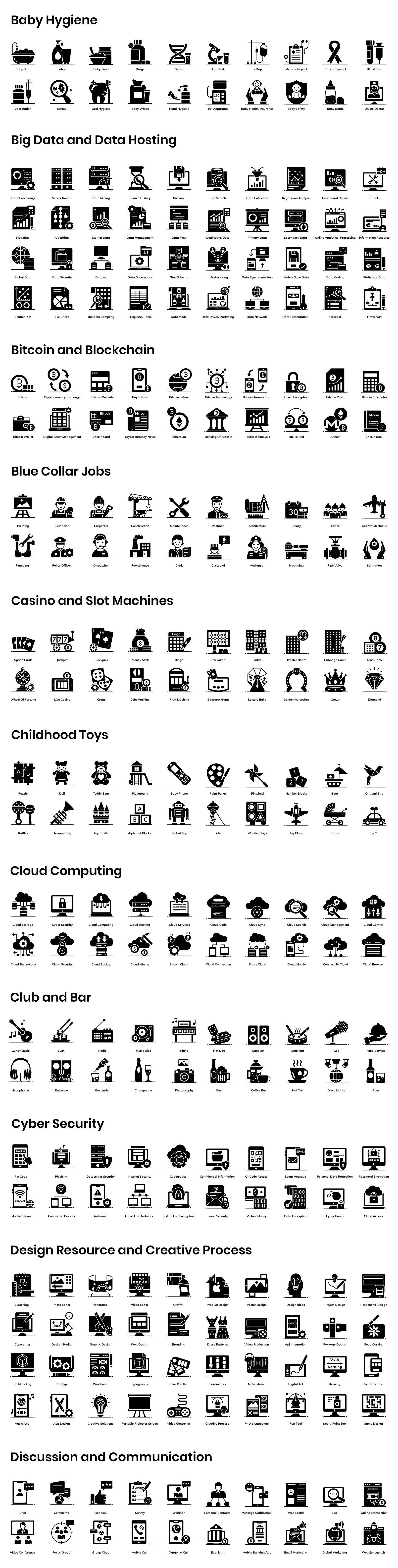 1200+ Flat Outline Icons 1200+ Flat Outline Icons