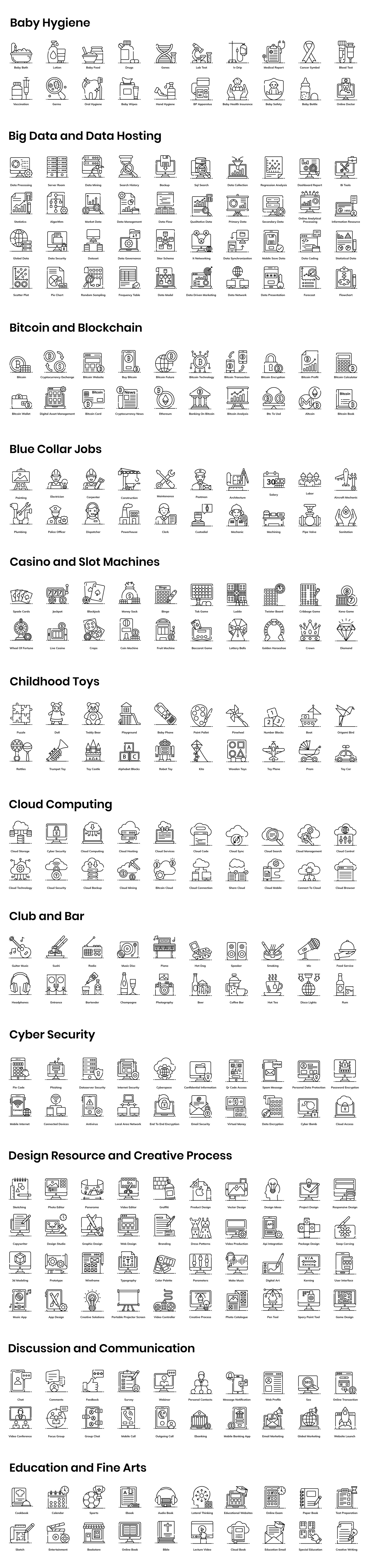 1200+ Flat Outline Icons 1200+ Flat Outline Icons