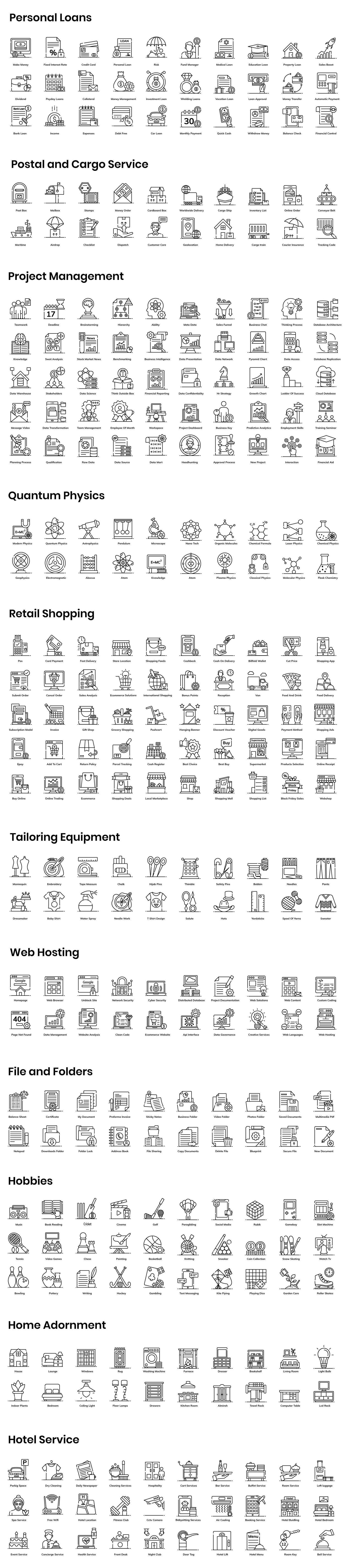 1200+ Flat Outline Icons 1200+ Flat Outline Icons