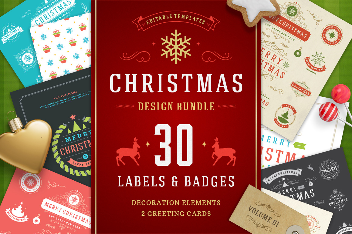 Christmas 30 labels and badges