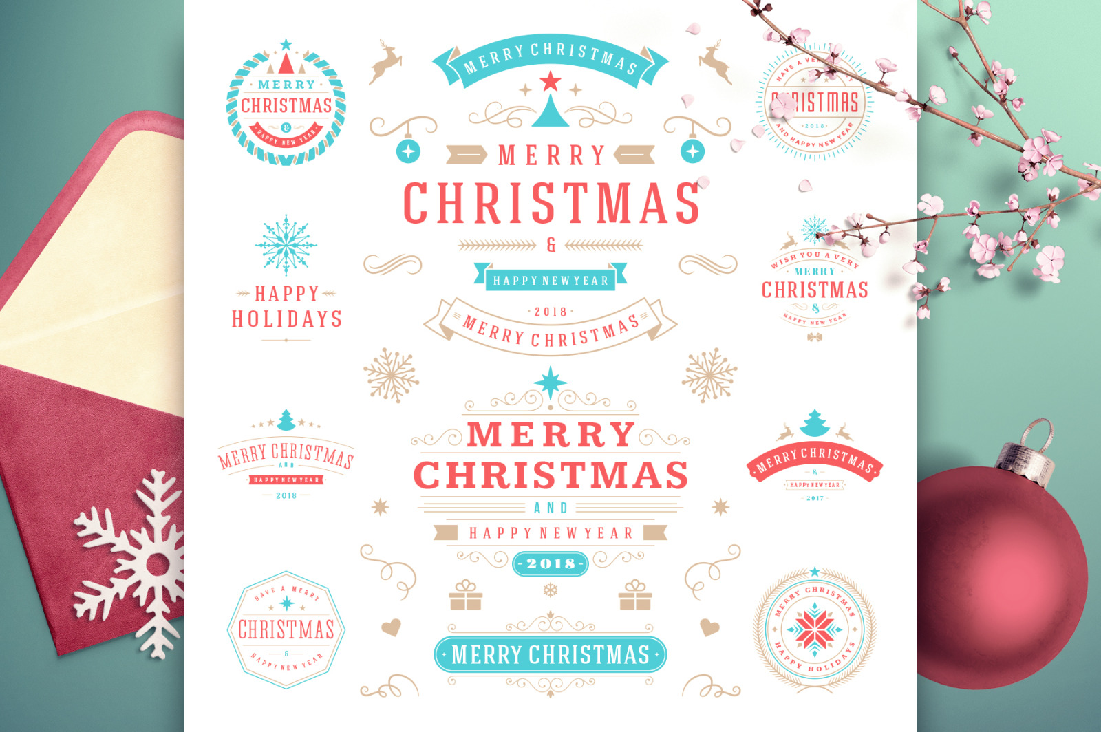 Christmas 30 labels and badges