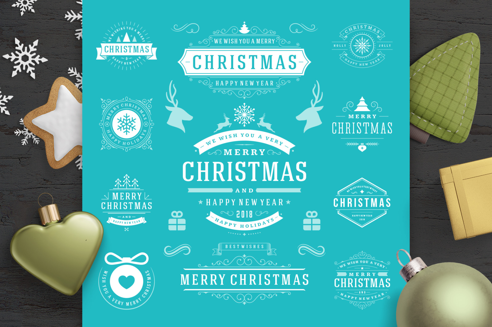 Christmas 30 labels and badges